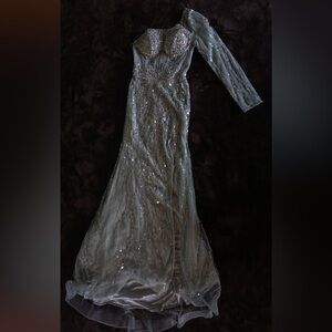 Elegant Silver Evening Gown